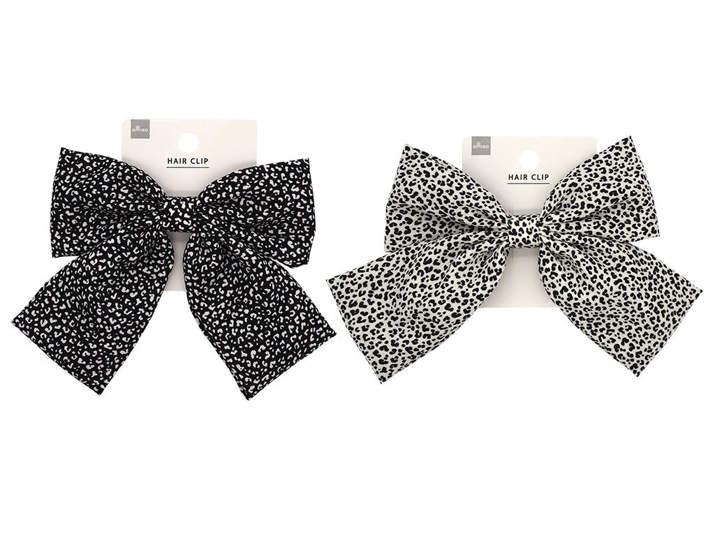 Hair Clip (Ribbon, Leopard Print)