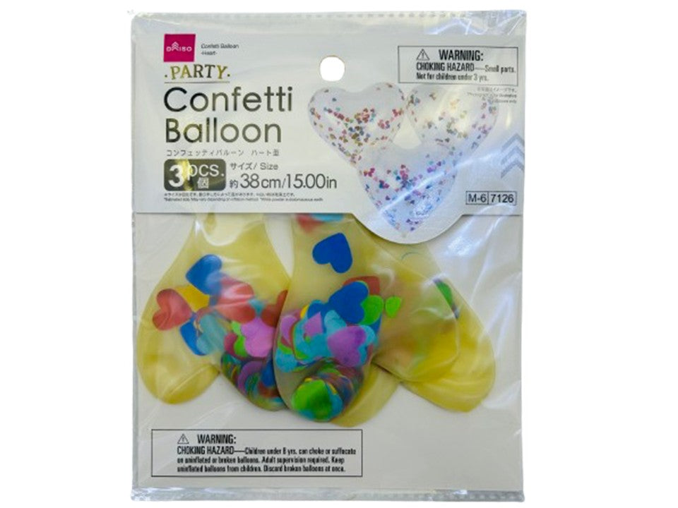 Confetti Balloon (Heart Shape), 3 Pieces