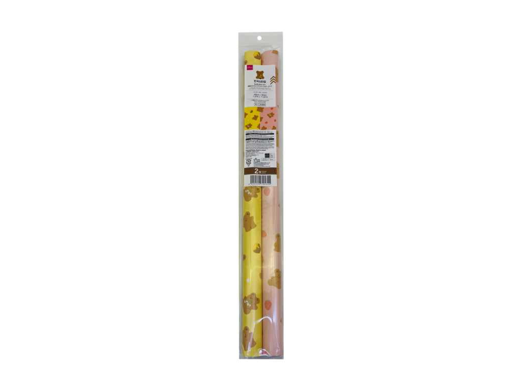 Wrapping Paper (Korean Style Tonton Bear, 2 Sheets, Yellow, Pink)