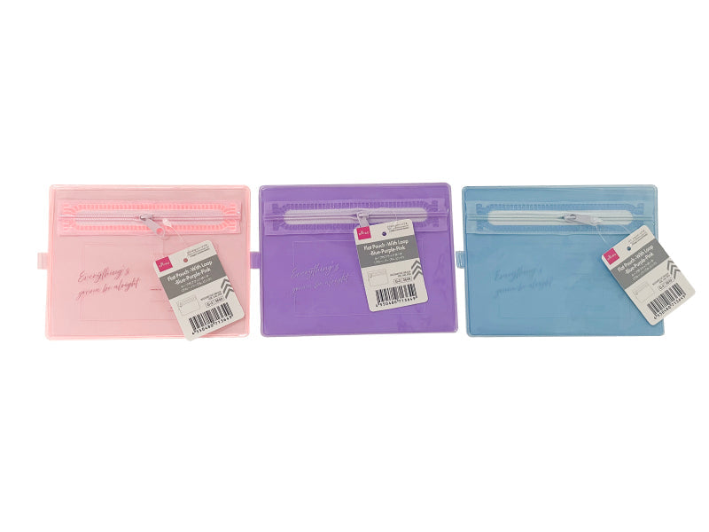 Looped Flat Pouch (Blue, Purple, Pink)