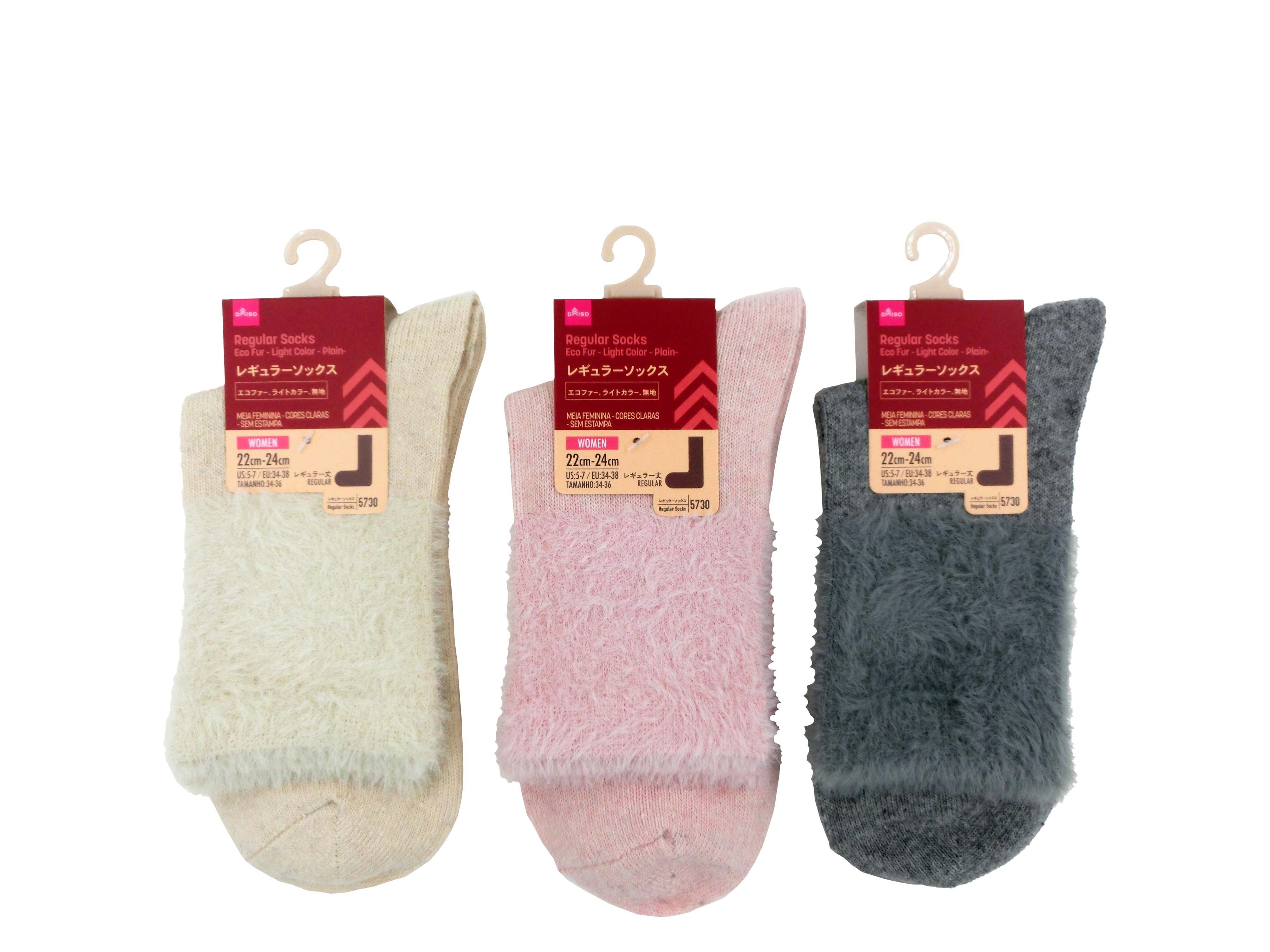 Regular Socks (Ladies, Eco-Fur, Light Color, Solid)