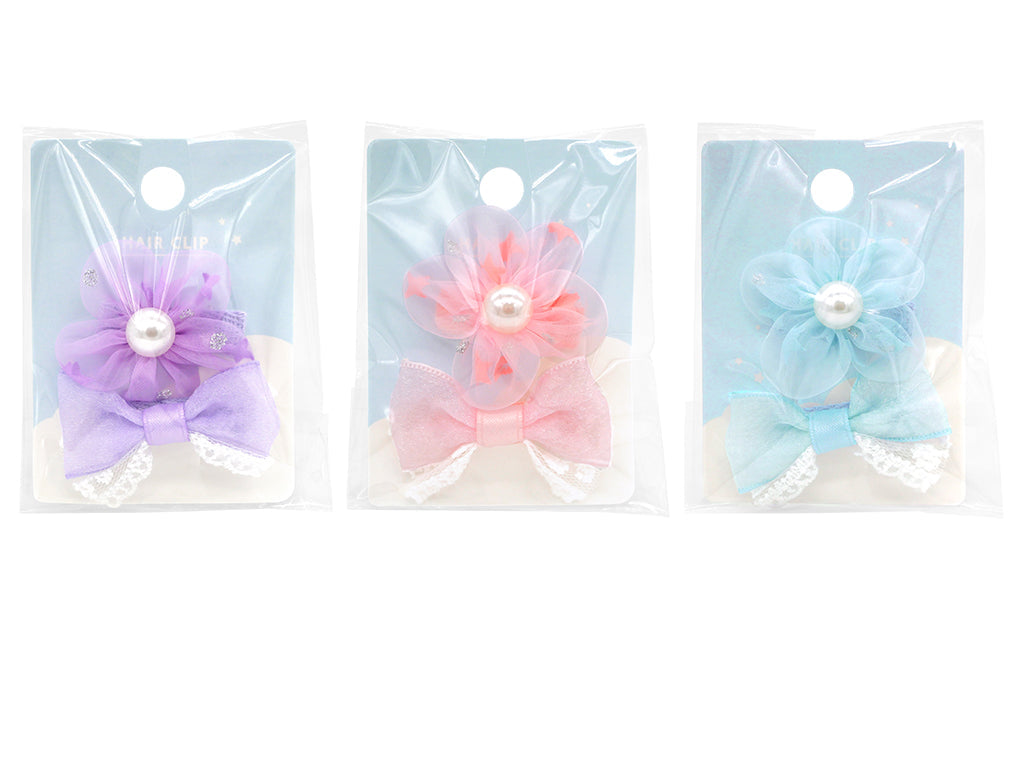 Hair Clip Set (Ribbon & Star Flower)