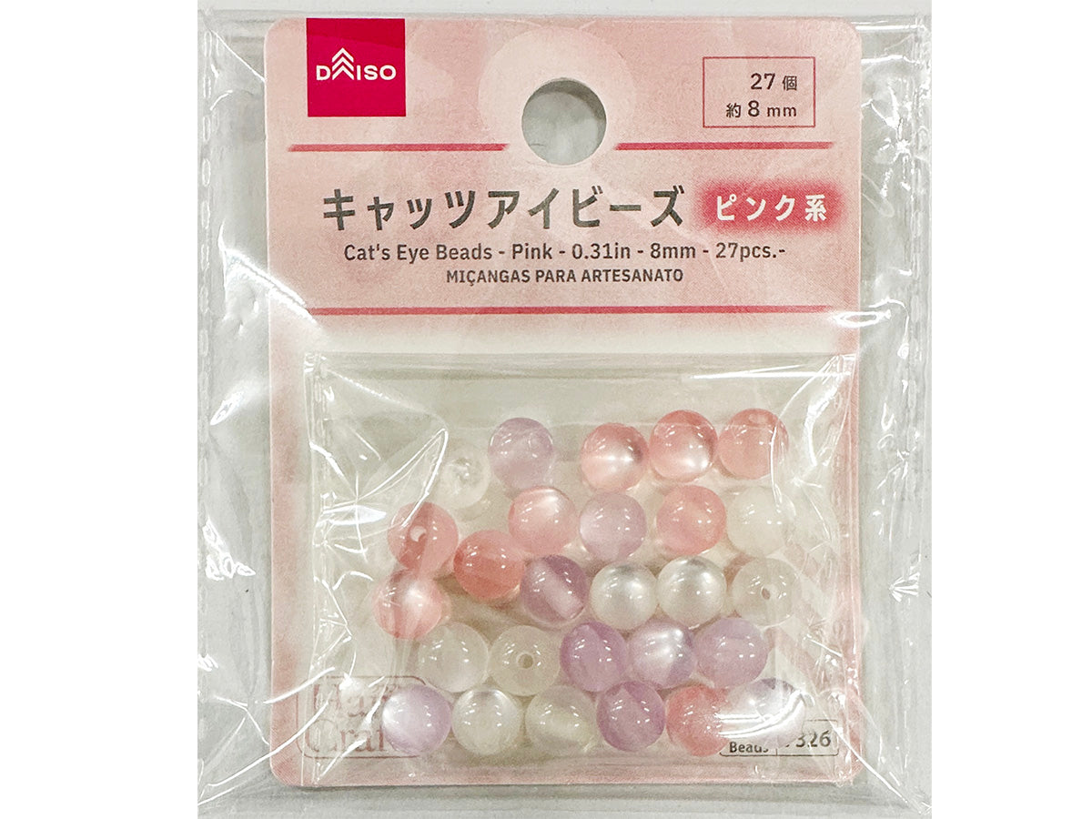 Cat's Eye Beads (Pink, 27 Pieces)
