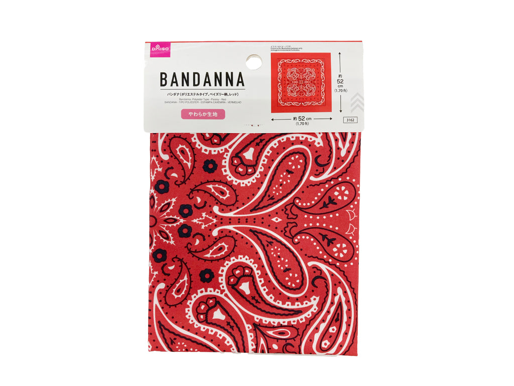 Bandana (Polyester Type, Paisley Pattern, Red)