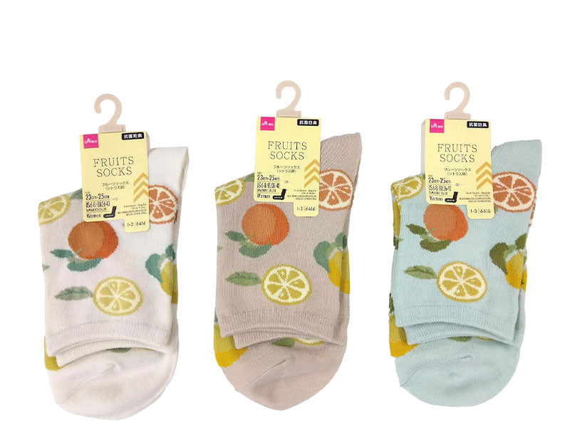 Fruit Socks (Regular Length, Antibacterial Deodorizing, Citrus Pattern)