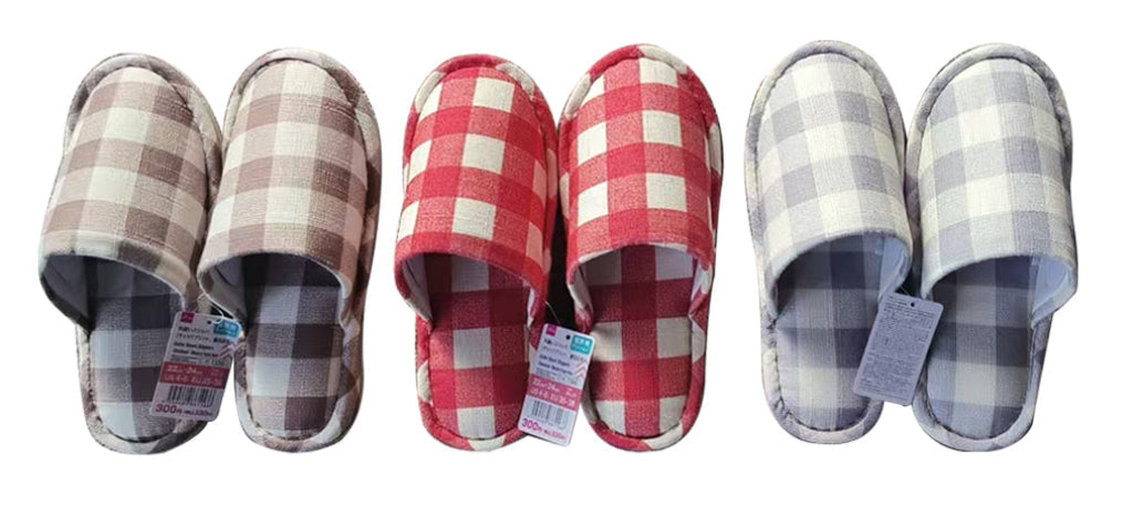 Stitched Slippers (Check Print, Low Resilience)