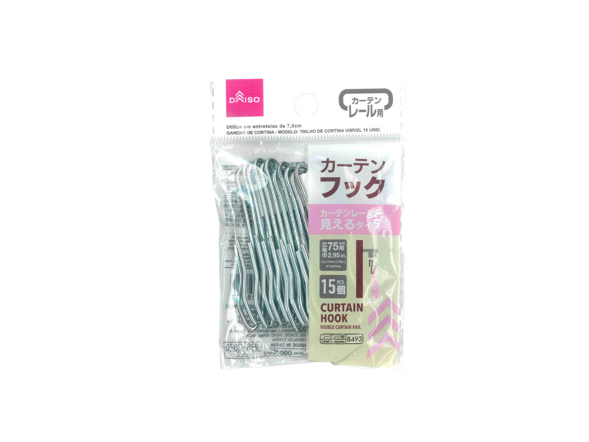 Curtain Hooks (Visible Curtain Rail Type, 15 Pieces)