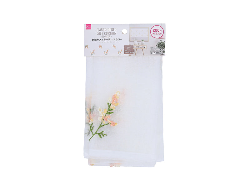 Embroidered Cafe Curtain (Flower)