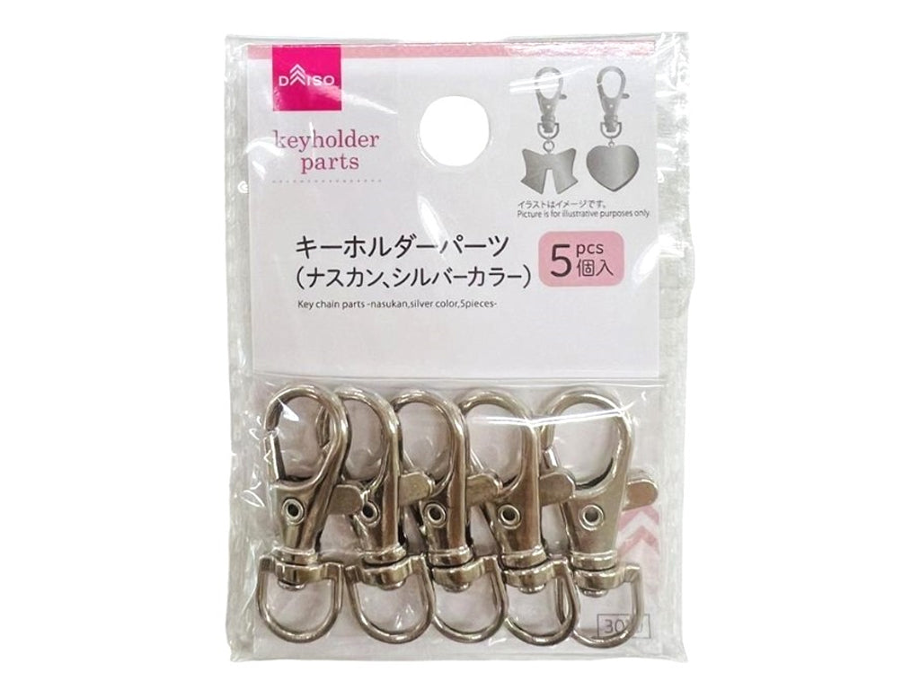 Keychain Parts (Naskhan, Silver Color, 5 Pieces)