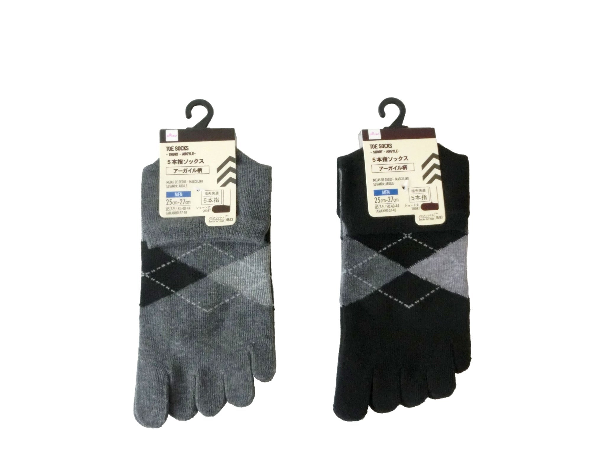 Men's Five-Toe Socks (Short Length, Argyle Pattern)