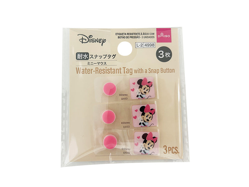 Waterproof Snap Tags, 3 Pieces (Minnie Mouse)