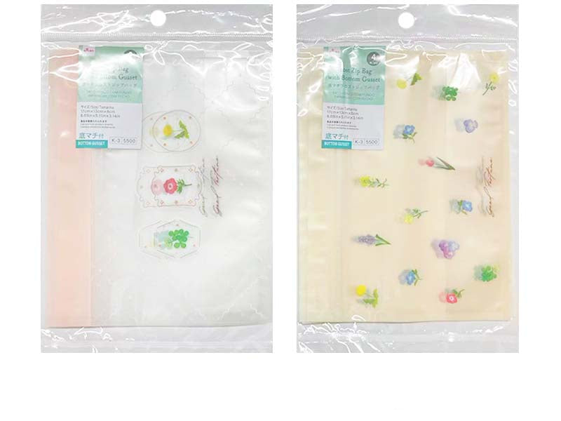 Bottom Gusset Frosted Zip Bag (Spring Flowers, 4 Pieces)