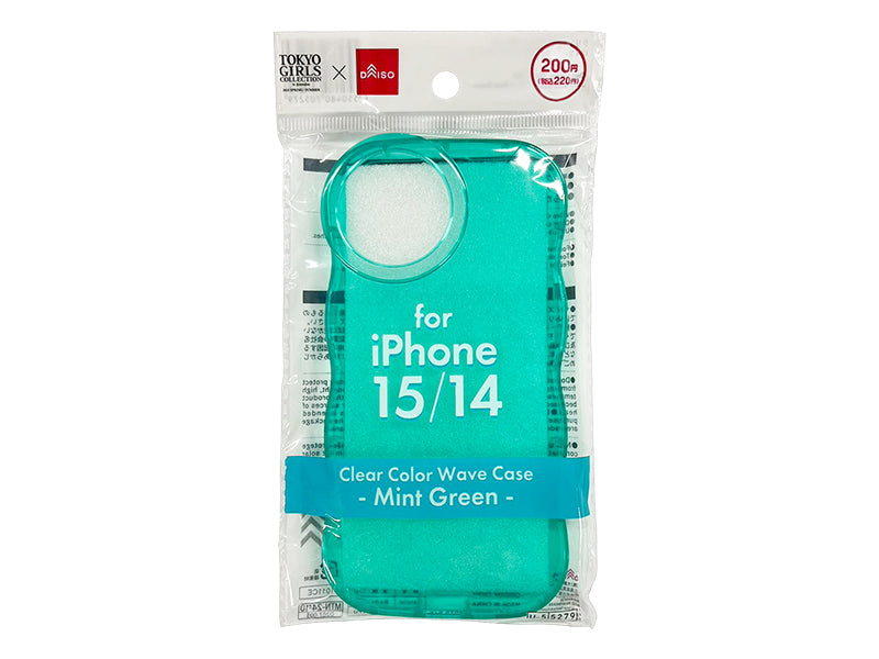 Clear Color Wave Case for iPhone (15 & 14, Mint Green)
