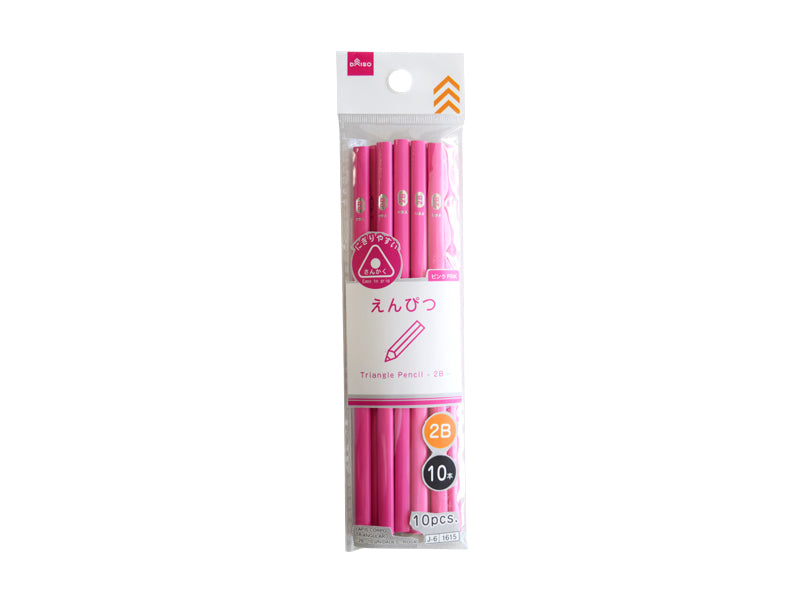Triangular Pencils (2B, 10 pieces, Pink)