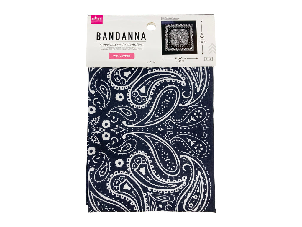 Bandana (Polyester Type, Paisley Pattern, Black)
