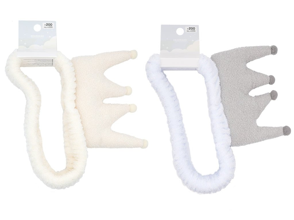 Crown Fluffy Hair Band (Ivory, Blue)