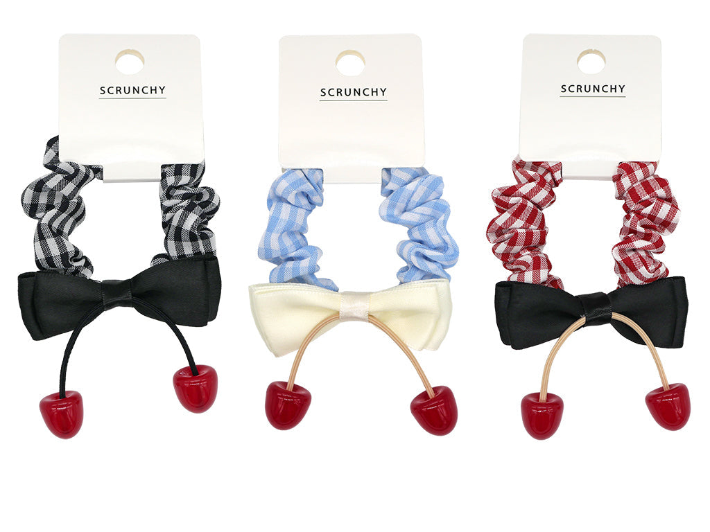 Ribbon Chouchou (Cherry x Gingham Check)