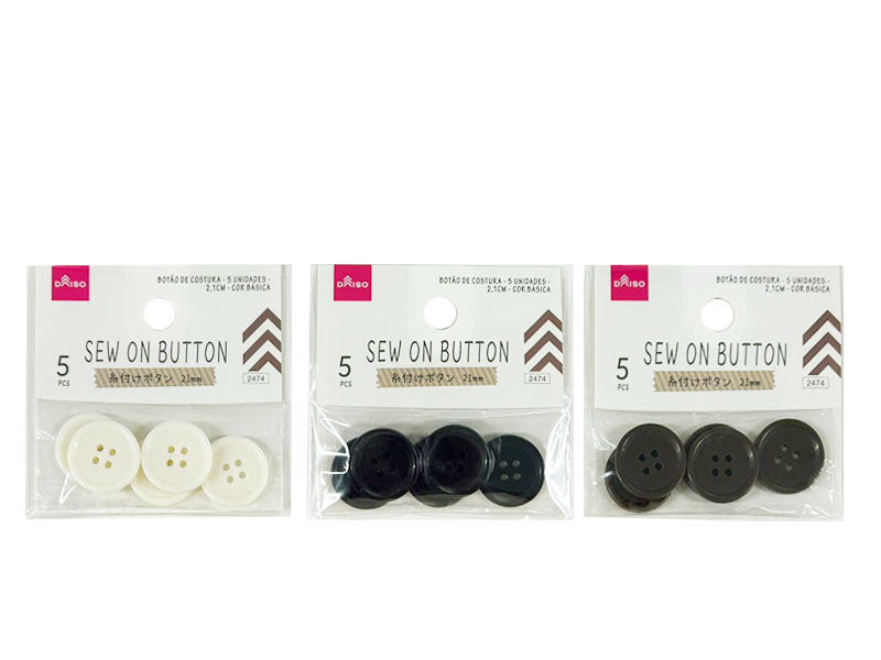 Sew-On Buttons (5 Pieces, Basic Colors)