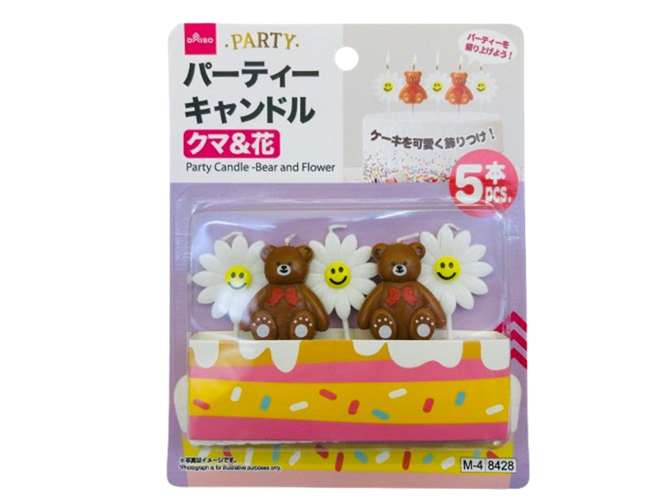 Party Candles (Bear & Flower, 5 pieces)