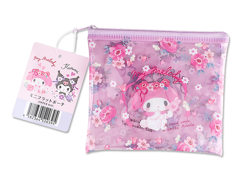 Mini Flat Pouch - My Melody & Kuromi - Flower