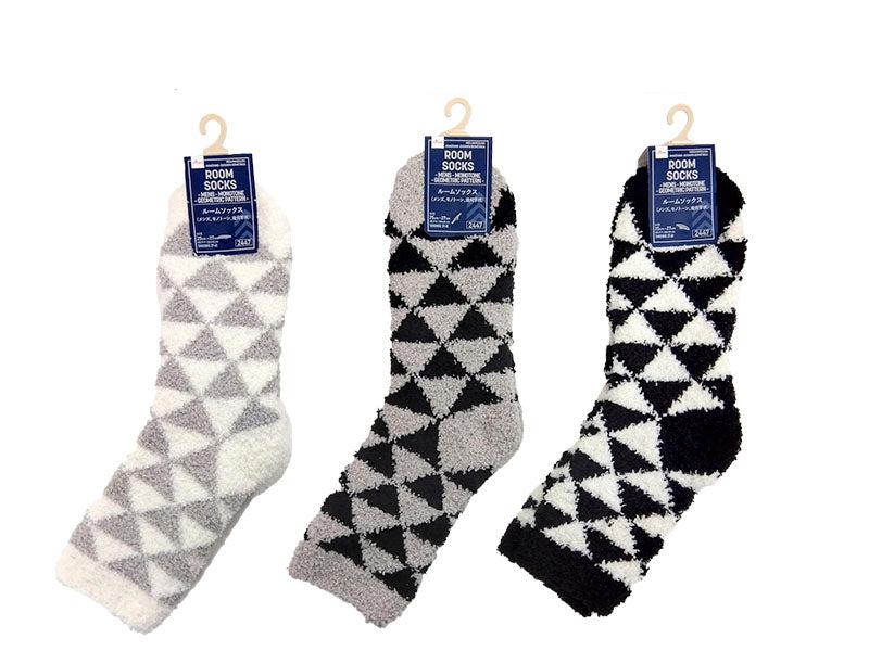 Room Socks (Men's, Monotone, Geometric Pattern)