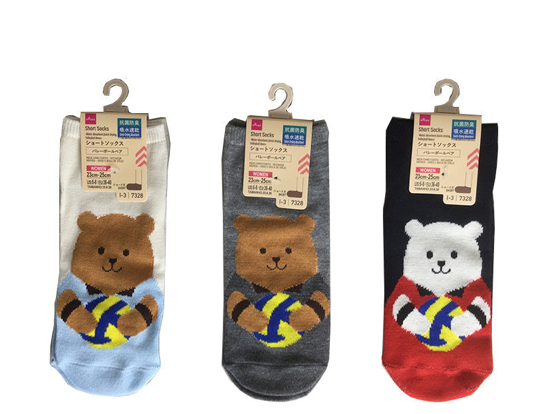 Short Socks (Quick-Dry, Antibacterial Deodorizing, Volleyball Bear)