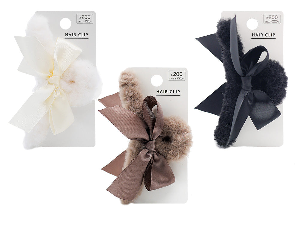 Eco Fur Banana Clip (With Ribbon)