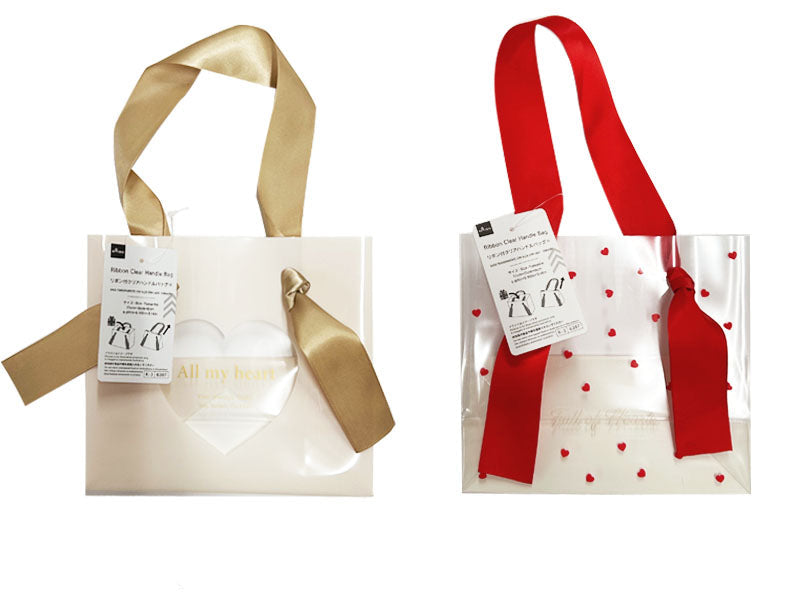 Ribbon Clear Handle Bag (Heart)