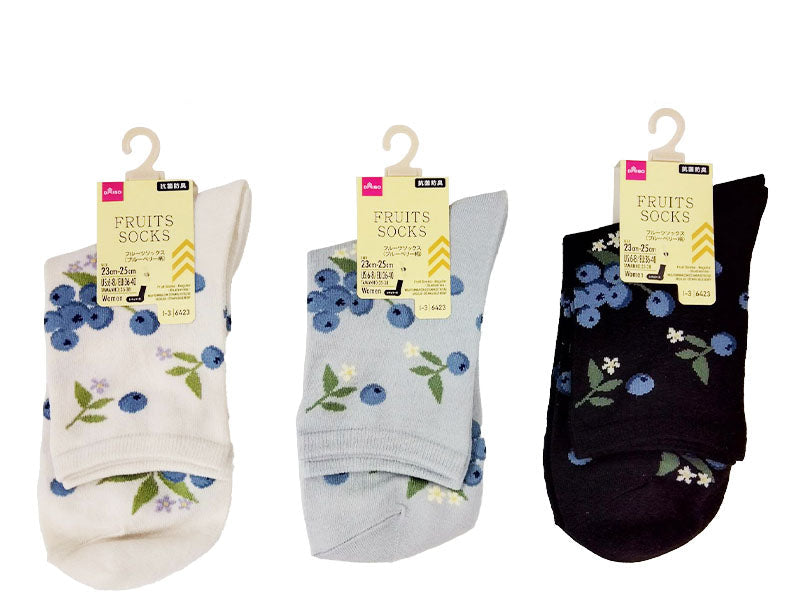 Fruit Socks (Regular Length, Antibacterial, Blueberry Pattern)