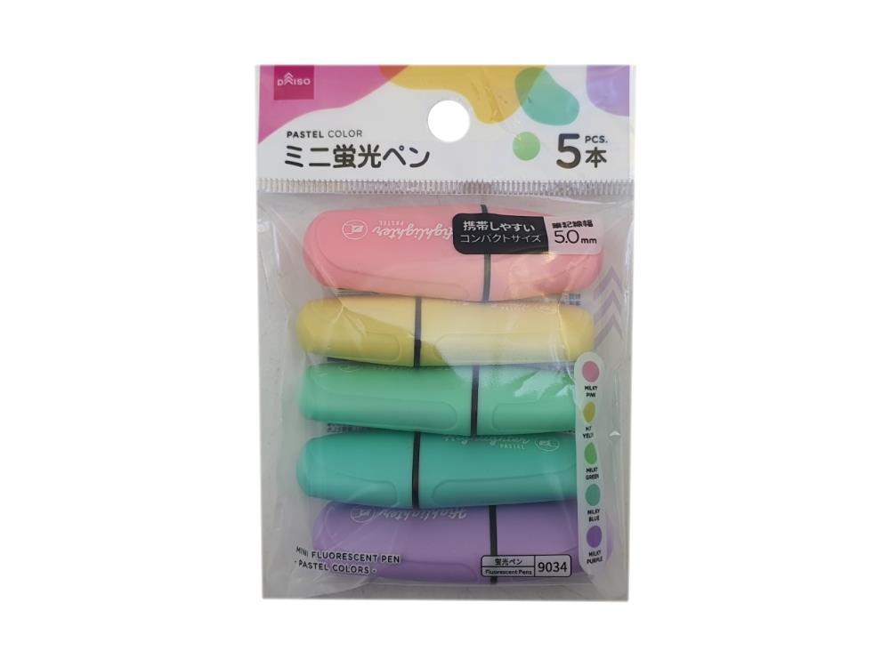 Mini Highlighters (Pastel Colors, 5 Pieces)