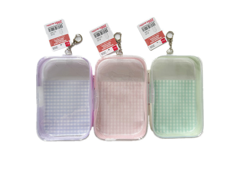 Gingham Check Vinyl Pouch (Purple, Green, Pink)