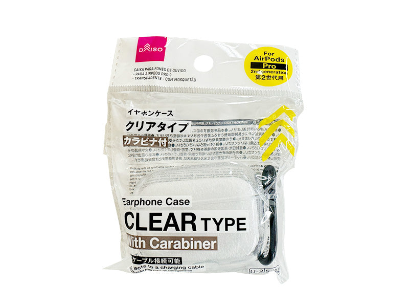 Earphone Case (For AirPods Pro 2, Clear, with Carabiner)