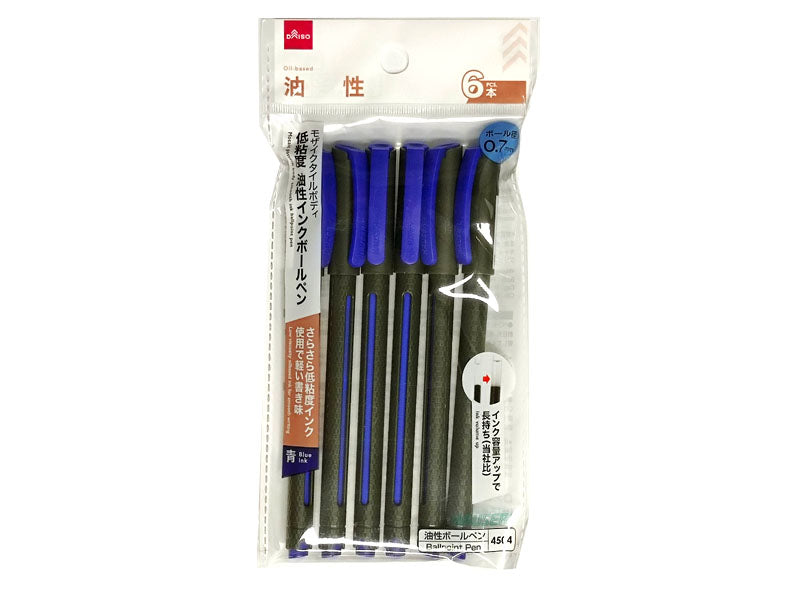 Mosaic Tile Body Low Viscosity Oil-Based Ink Ballpoint Pen (Blue Ink, 6 Pieces)