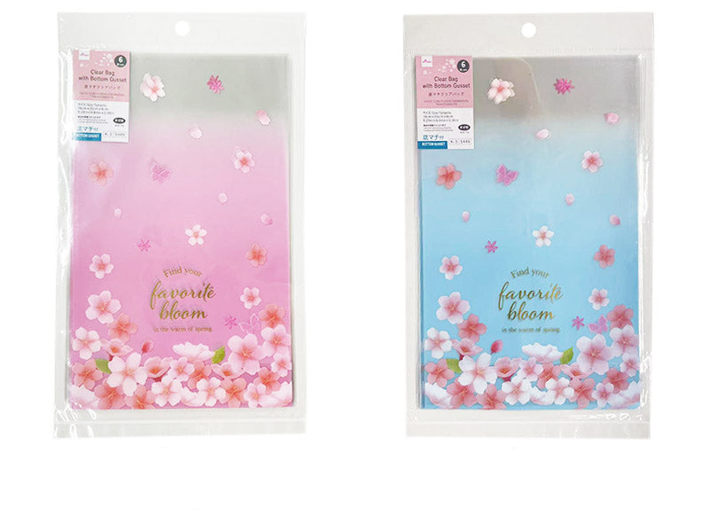 Clear Bottom Gusset Bag (Sakura, 6 Pieces)