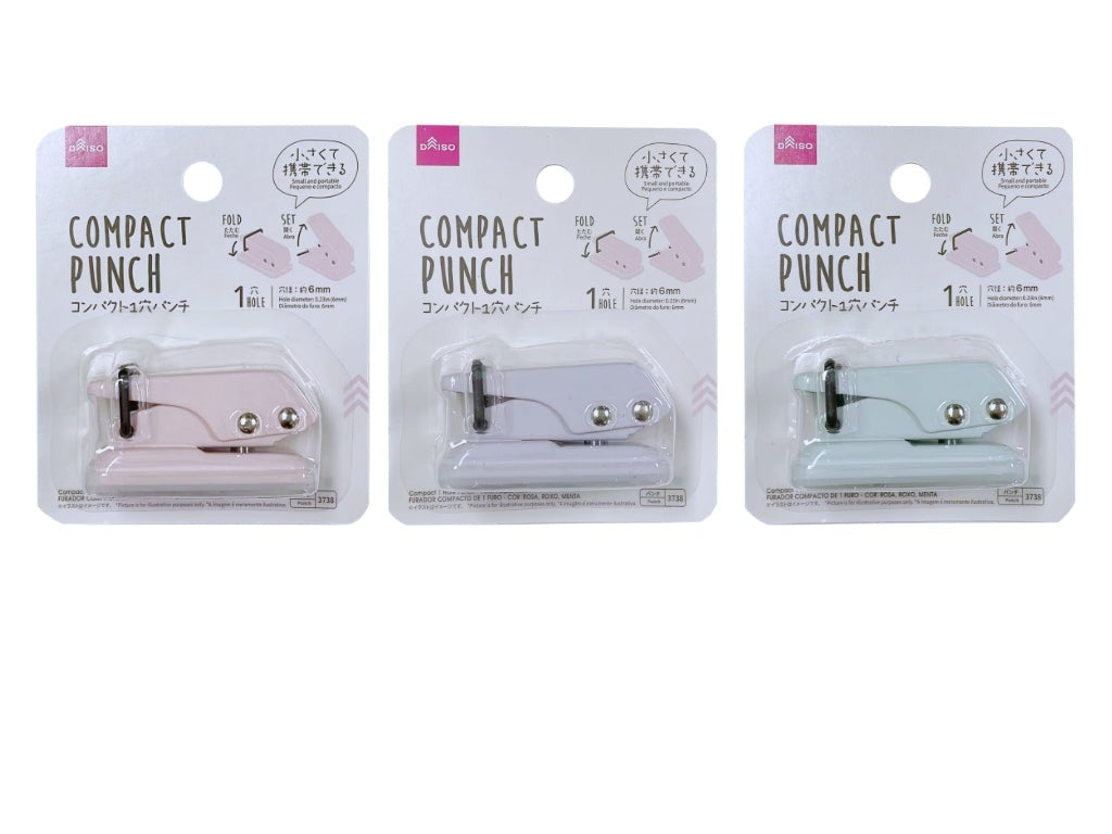 Compact 1-Hole Punch (Pink, Purple, Mint)