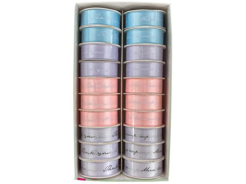 Single-Sided Satin Ribbon (Pastel Colors, with Text)