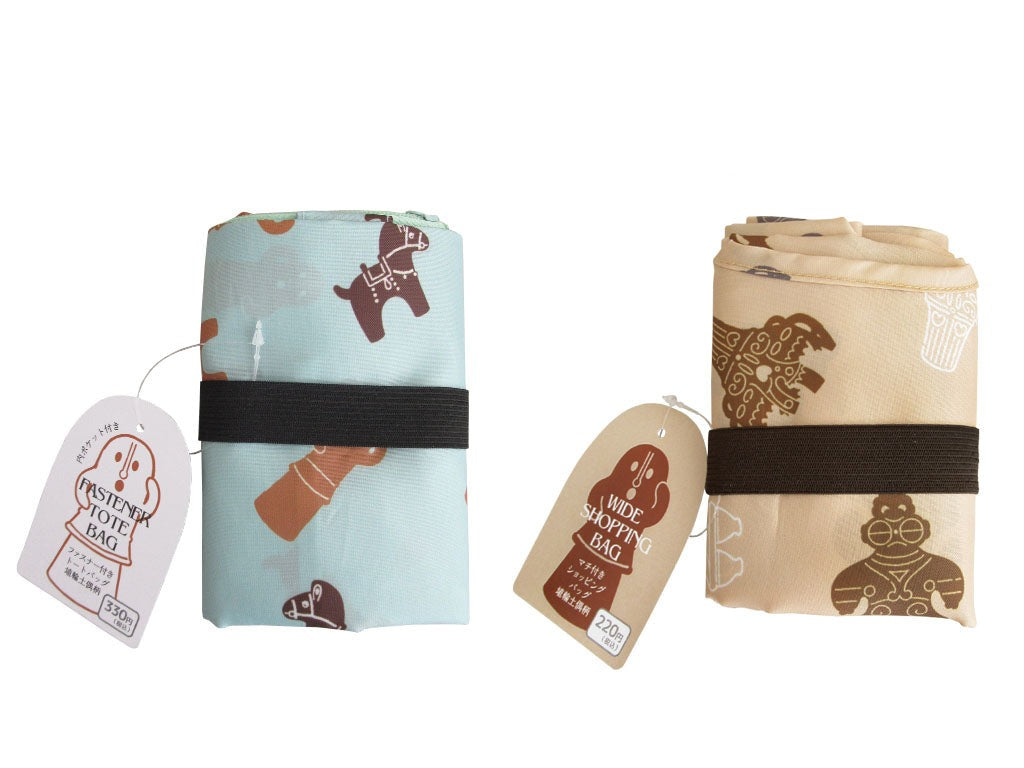 Shopping Bag with Gusset - Haniwa Clay Figure Pattern