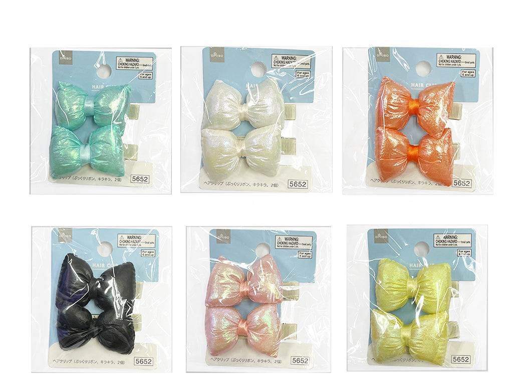 Hair Clip (Puffy Ribbon, Sparkly, 2 Pieces)
