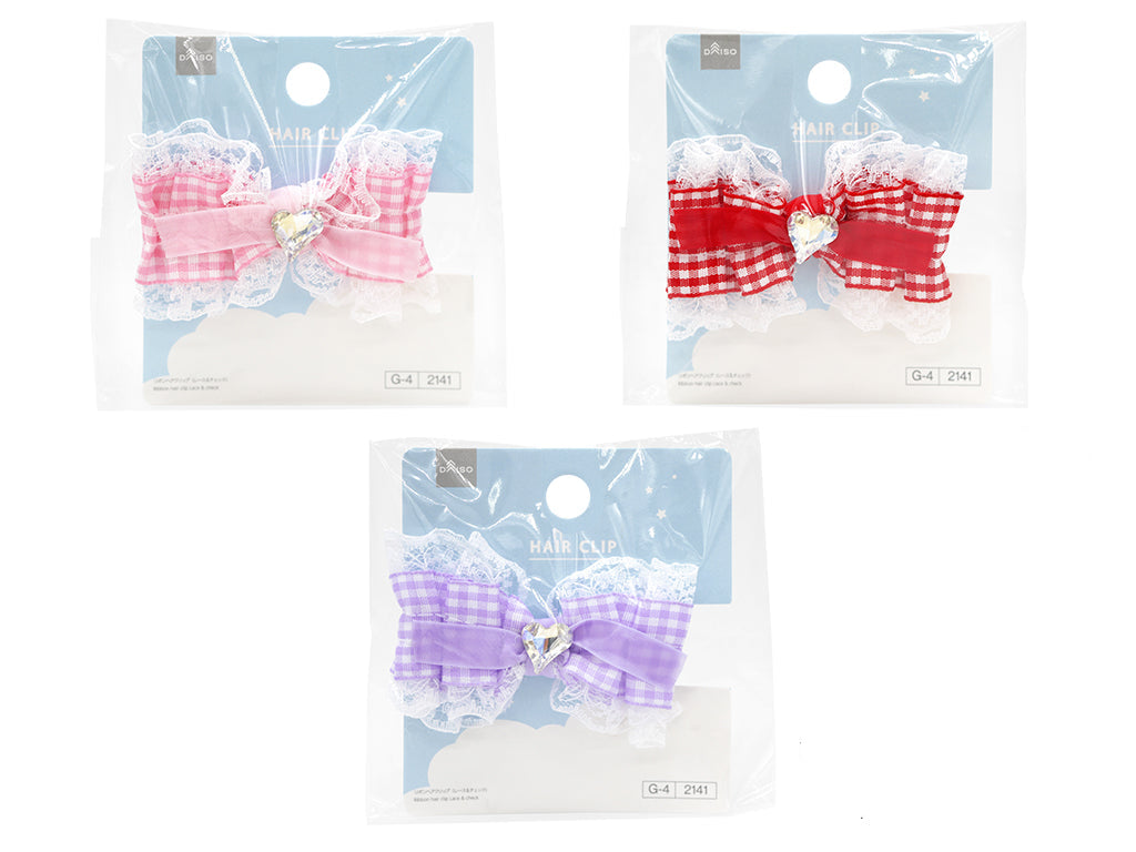 Ribbon Hair Clip (Lace & Check)