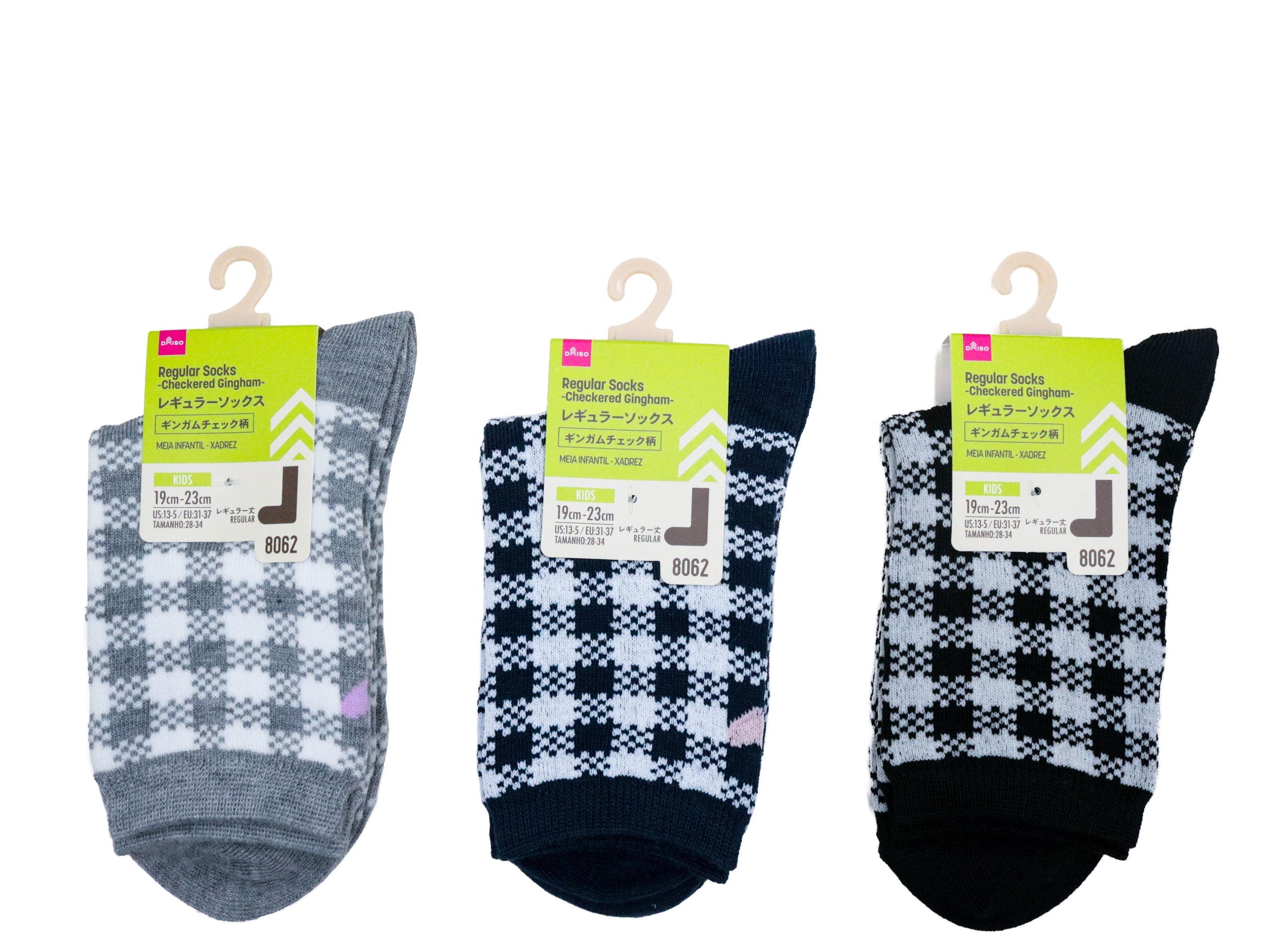 Regular Socks (Kids, Gingham Check Pattern)