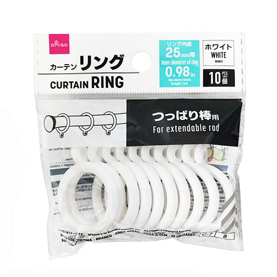 Curtain Rings (White, for Poles, 25mm, 10 Pieces)