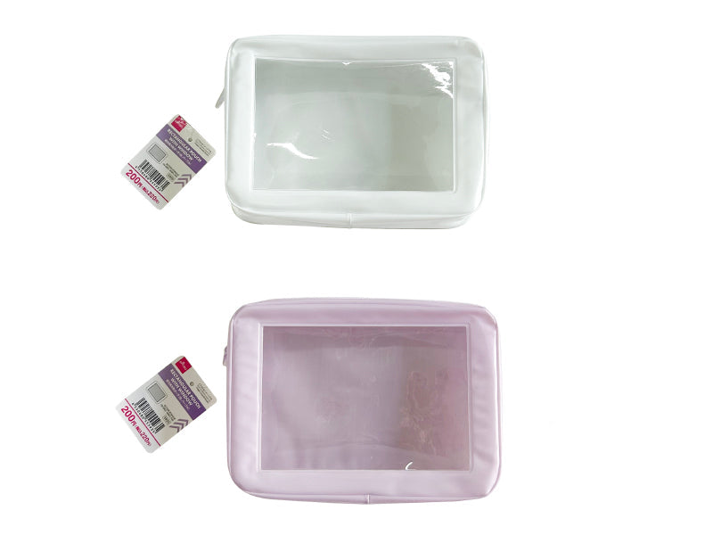 Rectangular Pouch with Window (White, Purple)