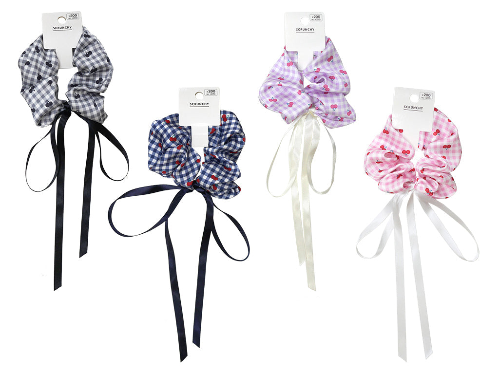Chouchou (Gingham x Cherry, With Ribbon)