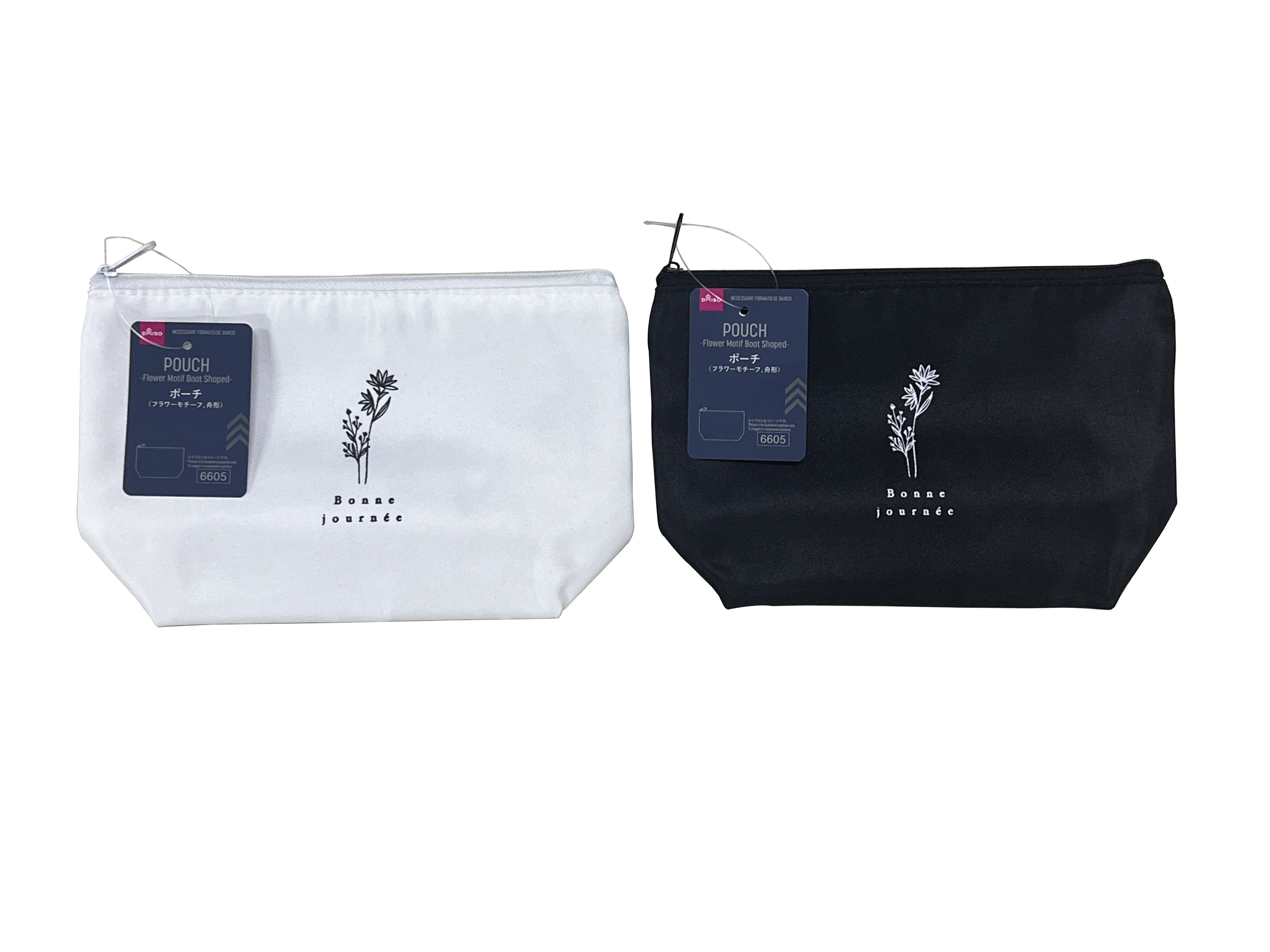 Flower Motif Boat-Shaped Pouch