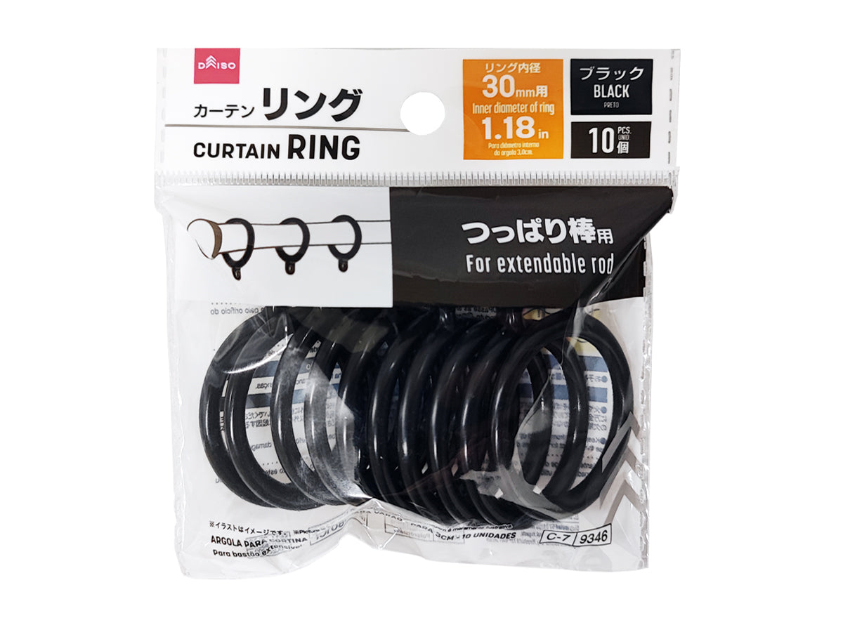 Curtain Rings (Black, for Rods, 10 pieces)