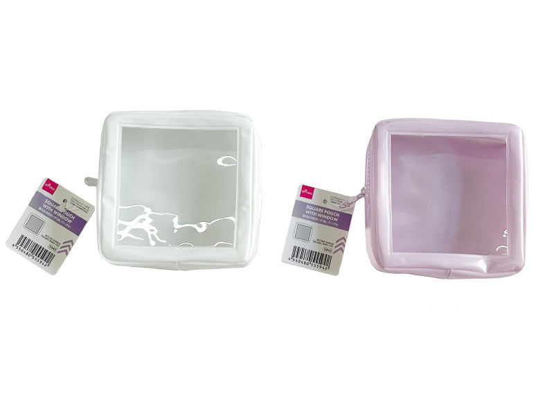 Square Pouch with Window (White, Purple)
