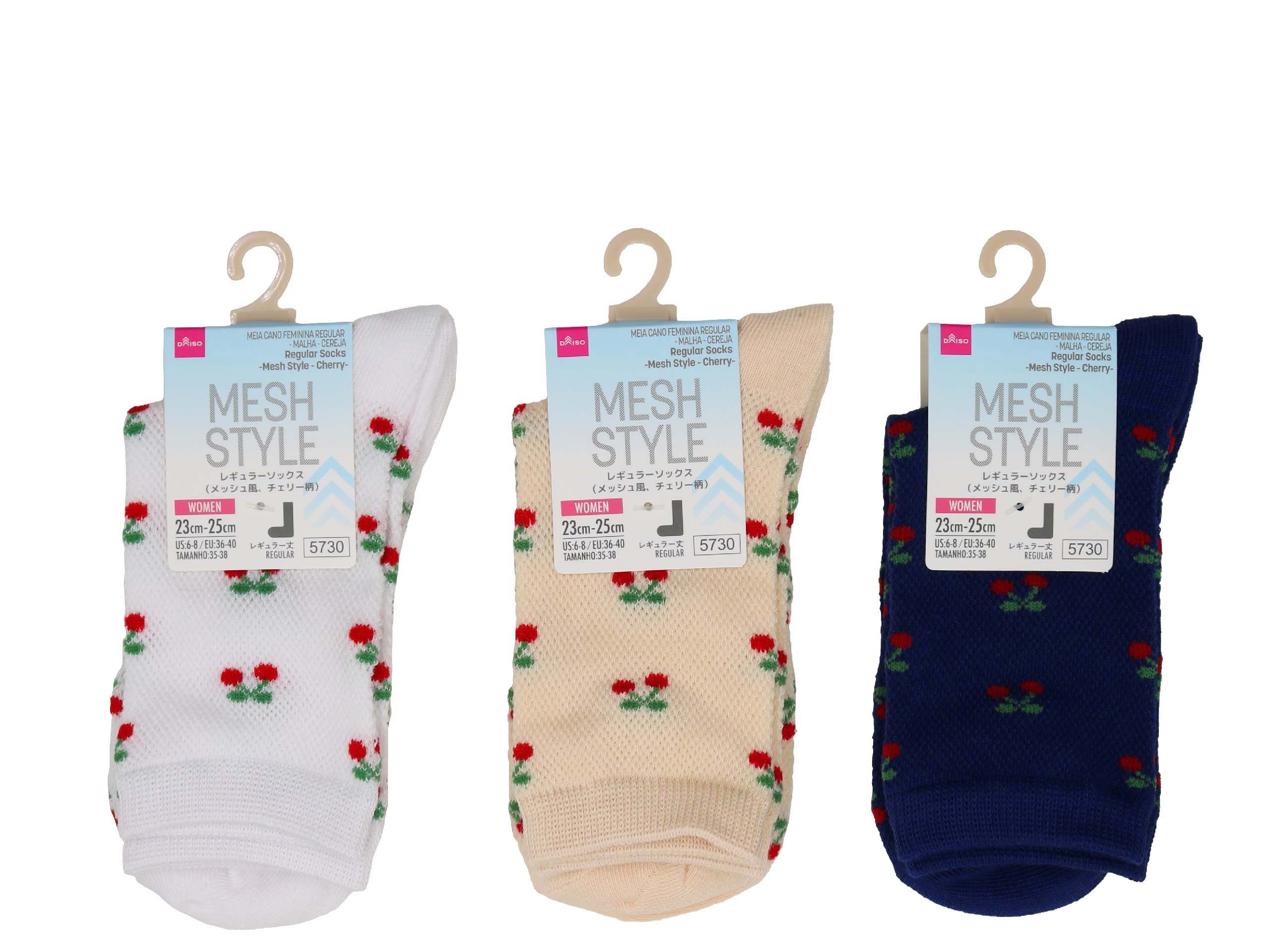 Regular Socks (Mesh Style, Cherry Pattern)