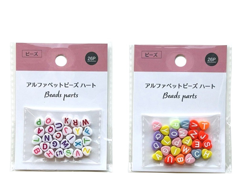 Colorful Heart Alphabet Beads 26P
