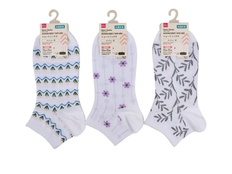Short Socks (Antibacterial, Mesh, Flower)