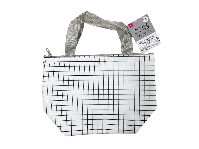 Aluminum Lunch Tote Bag (Graph Check, White)